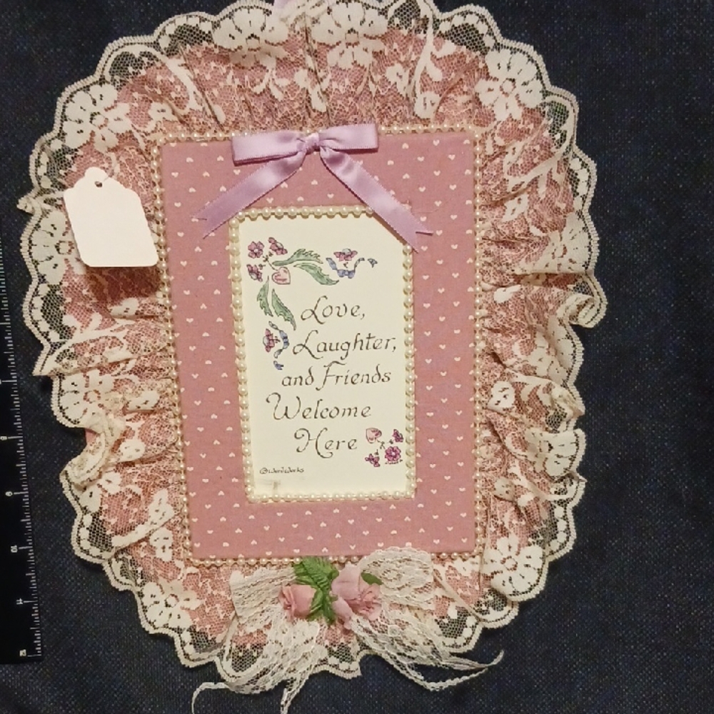 Pink and White Lace Wall Hanging